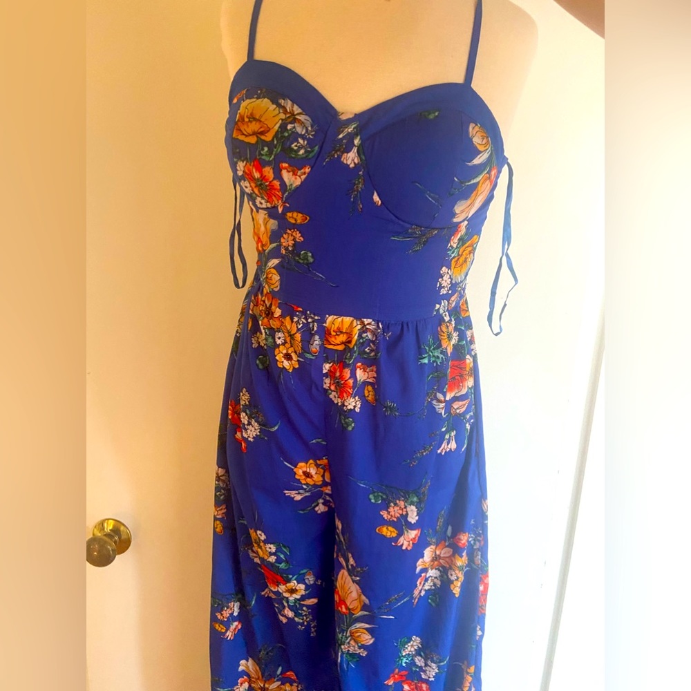 Blue floral pantsuit